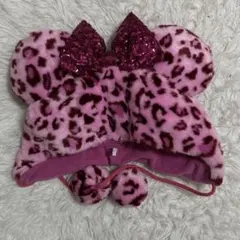 新品未使用タグ付 ピンク ヒョウ柄 ミニーちゃんファン キャップディズニー