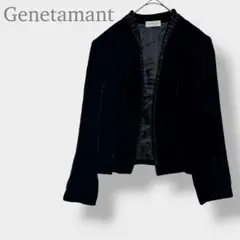 【Genetamant】ベロアジャケット　ノーカラー　ビジュー　日本製