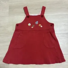 ファミリア 赤　動物　ジャンパースカート 80cm