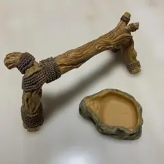 Shuxjin 流木装飾品＋エサ入れ （爬虫類）