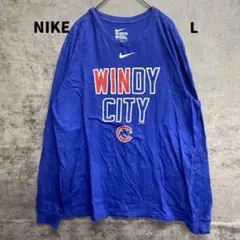 ナイキ ロンT 青 プリント ロングスリーブ MLB シカゴカブス【7325】