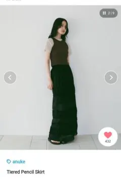 anuke Tiered Pencil Skirt ブラック 38のサムネイル