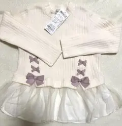 【新品未使用】エニィファム_ 表起毛 レースアップ チュニック【120】