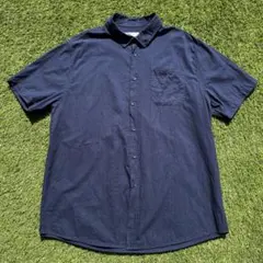 ヌ*ー様 00s JEKAOYI ネイビー 半袖シャツ XL リネンシャツ コッのサムネイル
