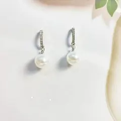 パールピアス CZダイヤ スタッド S925