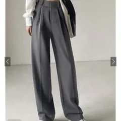 センタープレスワイドタックロングパンツ[gm615] チャコールM