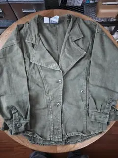 古着　デニムジャケット　カーキ　ダブル