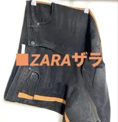【古着】■ザラ/オレンジサイドストライプ・ クラッシュ加工デニム［ジーンズ］