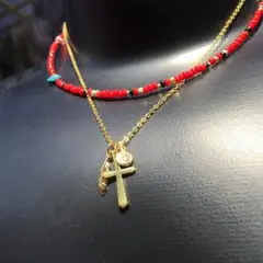 【限定割引】☆ゴールドチェーンネックレス＆40センチビーズネックレス☆