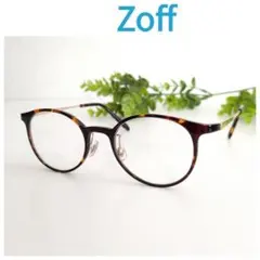 良品☆Zoff ゾフ 眼鏡 メガネ ラウンド べっ甲 ブラウン ゴールド 軽量