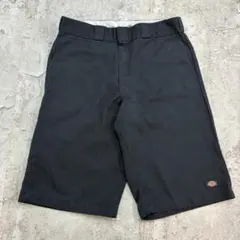 Dickies　ワークショーツ　W33　ブラック　無地　古着　ハーフパンツのサムネイル
