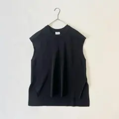 モガ ノースリーブ リブ編み 無地 モード