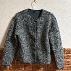 【試着のみ】UNIQLO ボアフリース　クルーネックカーディガン　M グレー