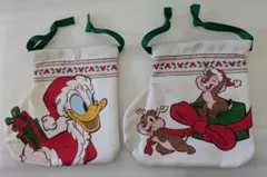 ディズニーストア クリスマス 巾着 2種セット ドナルド・チップ&デール
