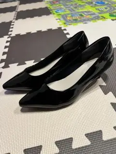 ユ*キ様 ブラック ポインテッドトゥパンプス 低ヒール
