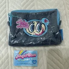 ANGEL BLUE キャラクター刺繍ポーチ　ガチャ ブルー 青