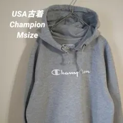 USA古着 Champion　ボロ　パーカー　フーディー　グレー　アメカジ