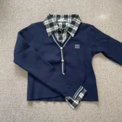 continuer de NICE CLAUP ネイビー シャツレイヤードニット