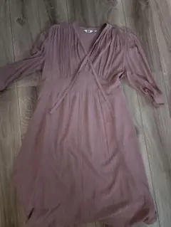 プリーツ加工ラップドレス ピンク