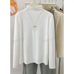 SHEIN シーイン　フリース　長袖Tシャツ　モックネック　レディース L 冬