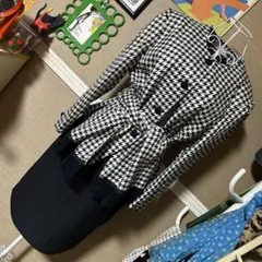 レトロ古着 大人バブル 千鳥チェック×黒 ストール？付き◎ セットアップ 未使用