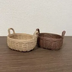 ミニかご　ミニチュア　２個セット　クラフトバンドのサムネイル