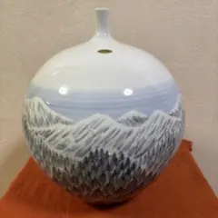 藤井朱明 飾り壺 花器 日展人気作家 鶴首早春花瓶 有田焼 人間国宝共箱なし