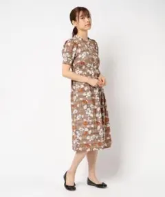 axes femme アクシーズファム チェック 花柄レトロ ワンピース