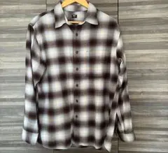 ユニクロ　XLサイズ ブラウン　オンブレ　チェック ネルシャツ　フランネル