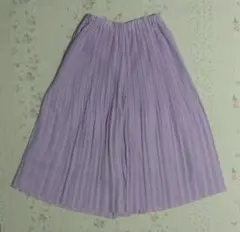 プリーツスカート風ガウチョパンツ　薄紫　ラベンダー　フリーサイズ　レディース