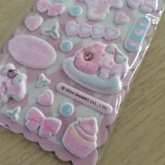 ふわふわぷっくりシール（マイメロディ）ハートのストーン付き