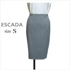 〔ESCADA〕グレー膝丈タイトスカート エスカーダ 薄手ウール 34 S位のサムネイル