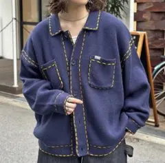CPCM ハンドステッチニットシャツ ネイビーのサムネイル