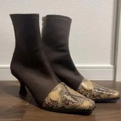 【美品】searoomlynn ストレッチブーツ パイソン×ブラウン M