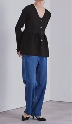 前後2wayペプラムニットトップス