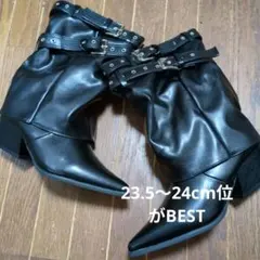 SHEIN2025 今期秋冬黒バックル付きロングブーツ