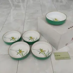 【新品未使用】香蘭社 皿 5枚セット 箱付き小鉢 小皿 金縁 深皿