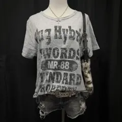 平成ギャル　y2k グランジ　半袖Tシャツ　英字　ミニワンピ風　チュニック