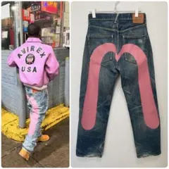 【美品】　EVISU　ピンク　大黒　ビッグカモメ　NO２　2001　32×35 美品】 EVISU ピンク 大黒 ビッグカモメ NO2 2001 32×35 - メルカリ