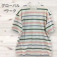 美品⭐️ グローバルワーク 半袖シャツ L ボーダー ベージュ
