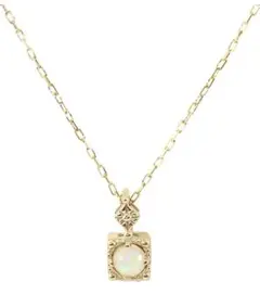 オパール ネックレス 天然石 イエローゴールド レディース 一粒 K10