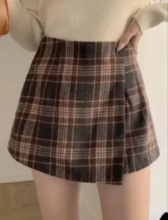 SHEIN DAZY レッド チェック ウールブレンド カジュアルスコート