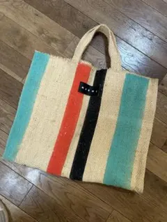 MARNIマルニ ジュート風ストライプトートバッグ - メルカリ