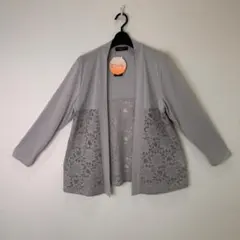 未使用・タグ付き Pursuit de Ideal グレー レースカーディガン