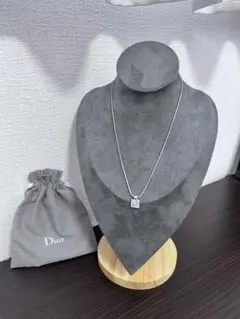 ♦︎美品♦︎袋付き Dior ネックレス ２way ストーン プレート 銀 加工なし