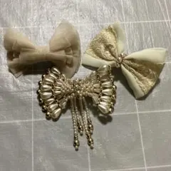 値下げ　CLIP PARlS パールリボンバレッタ