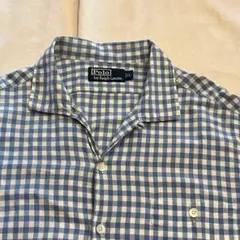90s ラルフローレン ループカラーシャツ ギンガムチェック 半袖 L 開襟