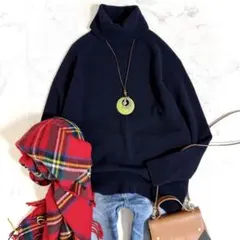 人気☆ドゥーズィエムクラス ウールタートルネックニット 定価2.4万円 ネイビー