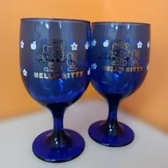 サンリオ　ハローキティ　カラーグラス　2003年製　ブルー　2点セット