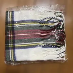 【新品未使用】チェック柄マフラー フリンジ付き